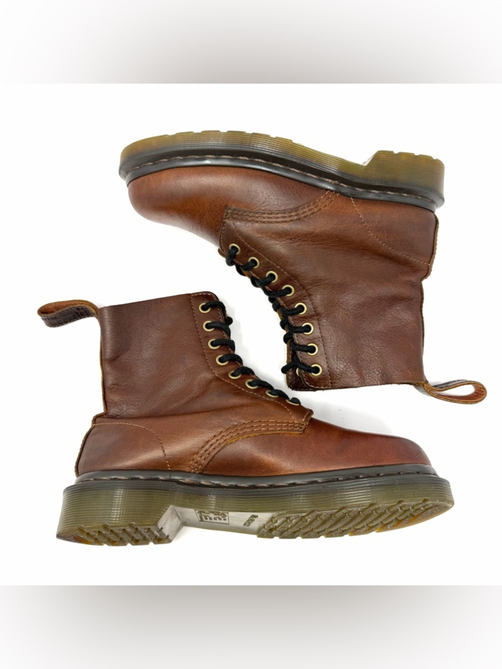 Dr Doc Martens Women’s 1460 Pascal Lace Combat Boot Sz 6 Tan Harvest Leather EUC - Picture 4 of 9